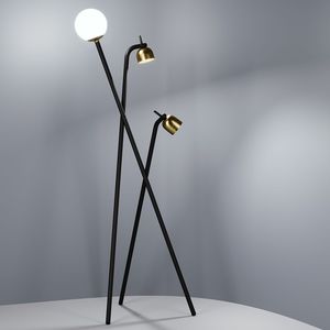 lampe sur pied / contemporaine / en laiton / en verre dépoli