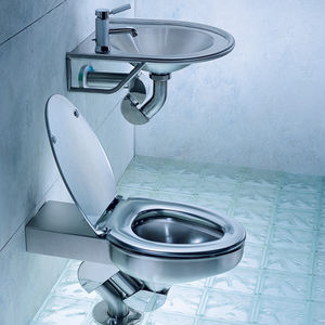 toilettes à poser / en inox / avec manette / à usage professionnel