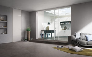 porte d'intérieur / coulissante / en aluminium / vitrée