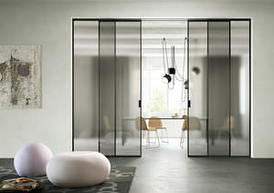 porte d'intérieur / coulissante / en aluminium / vitrée