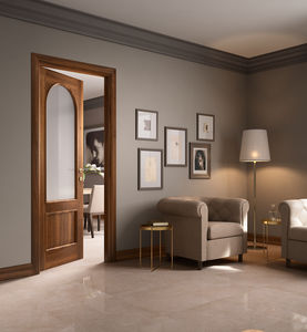 porte d'intérieur / battante / en bois / semi-vitrée