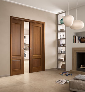 porte d'intérieur / battante / en bois / semi-vitrée