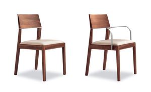 chaise contemporaine / avec accoudoirs / tapissée / en hêtre