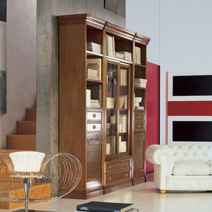 bibliothèque modulable / classique / en bois massif / vitrée
