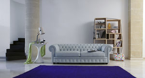 canapé de style chesterfield / en cuir / 2 places / gris