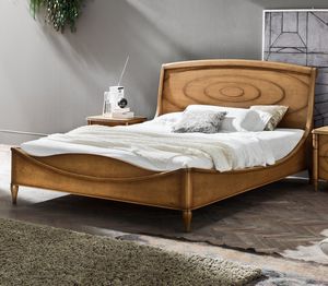 lit double / classique / avec tête de lit / en bois massif