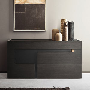 commode contemporaine / en bois laqué / marron / grise