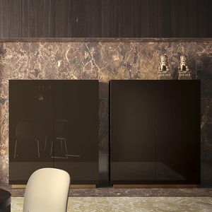 buffet haut / contemporain / en bois laqué / marron