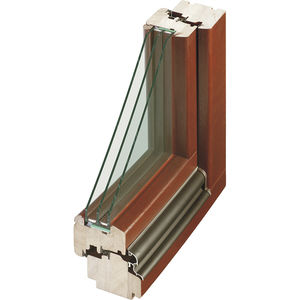 fenêtre battante / en bois / à triple vitrage / à coupure thermique