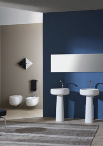 vasque sur pied / ronde / en céramique / contemporaine