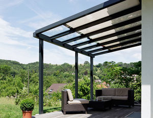 auvent pour terrasse / en verre / en aluminium