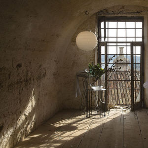 lampe suspension / contemporaine / en verre dépoli / blanche