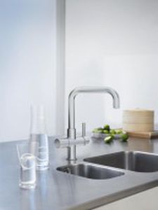 mitigeur en métal chromé / de cuisine / 1 trou / à eau froide