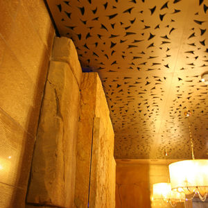 panneau acoustique en bois / pour faux-plafond / perforé / pour établissement public