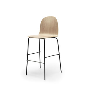 chaise de bar contemporaine / tapissée / avec repose-pieds / bois