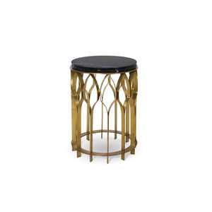 table d'appoint design original / en laiton / en marbre / ronde