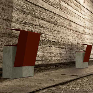 banc public / contemporain / en bois / en acier