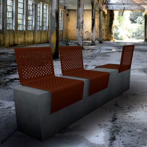 banc public / contemporain / en bois / en acier