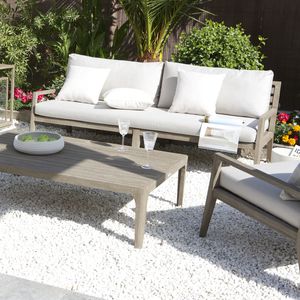 canapé contemporain / de jardin / en teck / en tissu