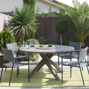 table contemporaine / en teck / ronde / de jardin
