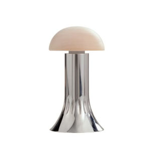lampe de table / design industriel / en acier inoxydable / en noyer