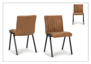 chaise contemporaine / avec accoudoirs / en tissu / en cuir