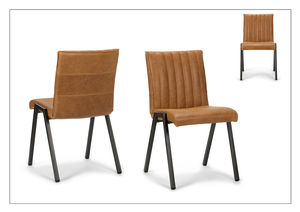 chaise contemporaine / avec accoudoirs / en tissu / en cuir