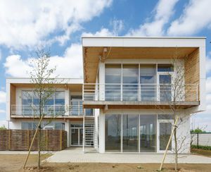 bâtiment préfabriqué / en bois / pour bureau / contemporain