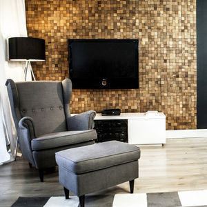 panneau décoratif de revêtement / en bois / mural / 3D