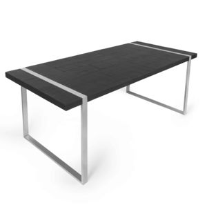 table contemporaine / en chêne / en bois laqué / en acier inoxydable