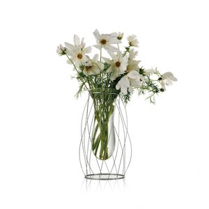 vase contemporain / en verre / en acier inoxydable