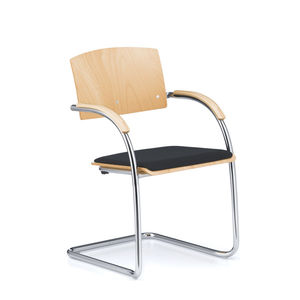 chaise de conférence empilable / tapissée / avec accoudoirs / cantilever