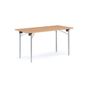 table de réunion contemporaine / en hêtre / en métal chromé / rectangulaire