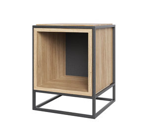 table de chevet contemporaine / en chêne / en acier / rectangulaire