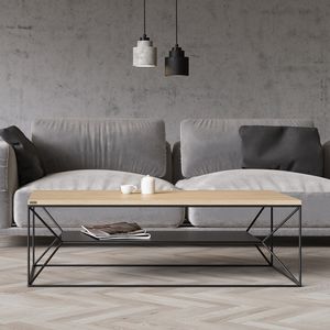 table basse design scandinave / en chêne / en MDF laqué / en acier à revêtement par poudre