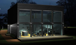 maison préfabriquée / contemporaine / à ossature bois / en verre