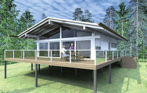 maison préfabriquée / contemporaine / à ossature bois / en verre