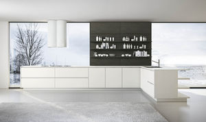 cuisine contemporaine / en mélaminé / en inox / en plaqué bois