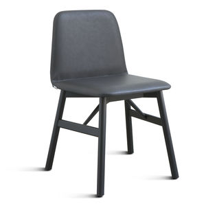 chaise contemporaine / en velours / en hêtre / en cuir