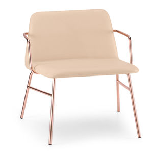 fauteuil contemporain / en métal / en cuir / en tissu