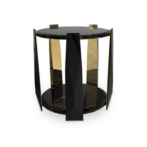table d'appoint contemporaine / en bois / en laiton / en laiton poli