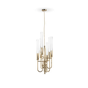 lampe suspension / contemporaine / en laiton / en cristal