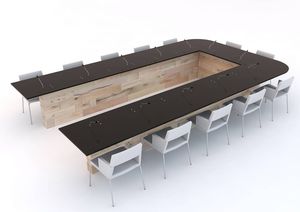 table de conférence contemporaine / en hêtre / rectangulaire / courbée
