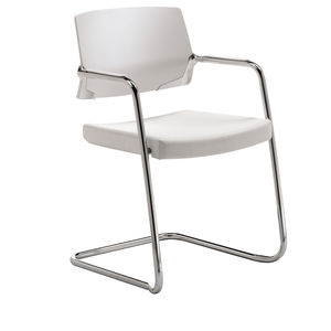 chaise visiteur contemporaine / en tissu / en métal / en simili cuir
