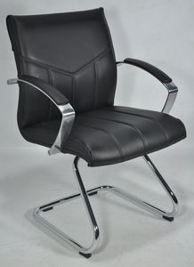 chaise visiteur contemporaine / en métal / en cuir / en simili cuir