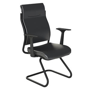 chaise visiteur contemporaine / en métal / en cuir / en simili cuir