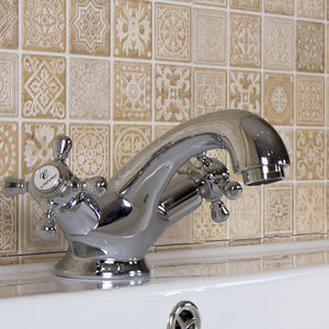 mélangeur pour vasque / à poser / en laiton chromé / de salle de bain