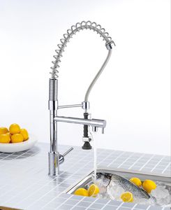 mitigeur en laiton chromé / de cuisine / 1 trou / avec douchette extensible