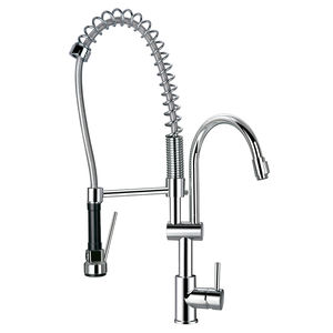 mitigeur en laiton chromé / de cuisine / 1 trou / avec douchette extensible
