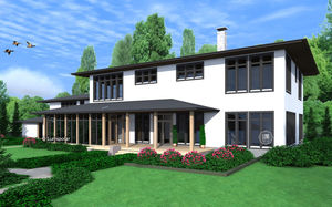 maison préfabriquée / contemporaine / en pierre / à 2 étages
